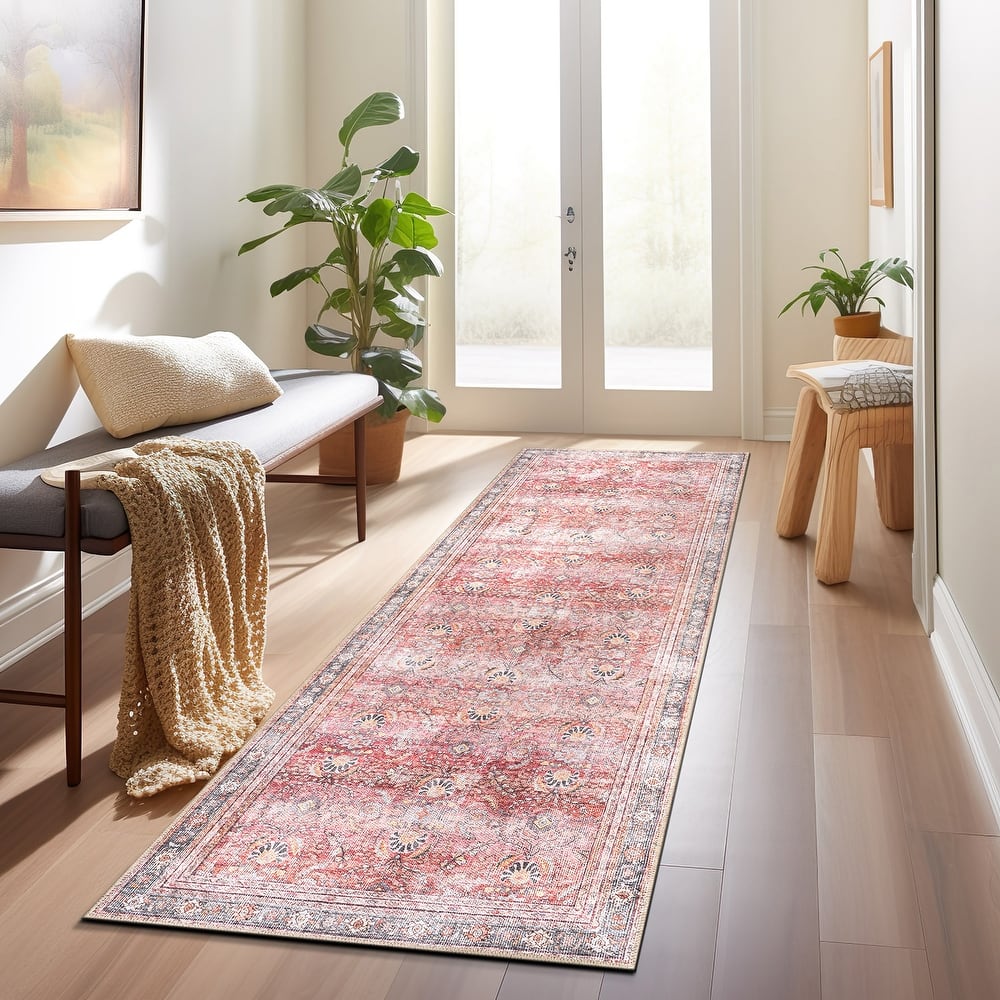 World Rug Gallery Vintage Inspired Machine Washable Non Slip Area Rug