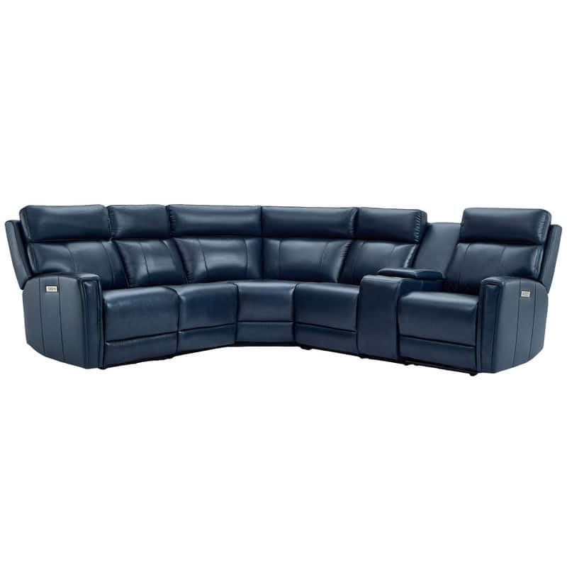 116" W L-Shaped Genuine Leather Power Reclining Sectional Sofa with Console, Ajustable Headrest, USB PortS, 1 Power Armlesschair