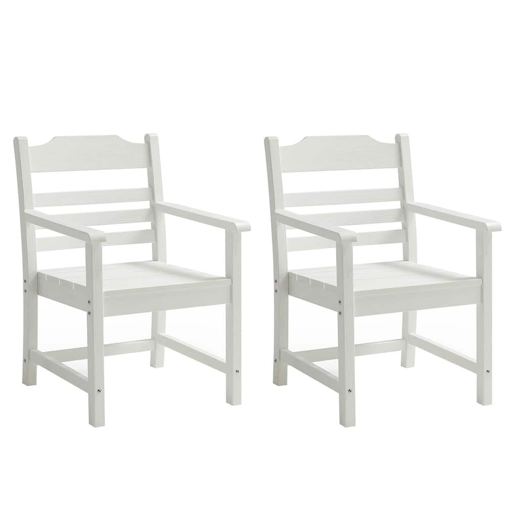 White Outdoor Dining Chairs Set of 2 Patio Chairs, Leisure Chair Reception Chair Side Chair Arm Chair Reading Chair
