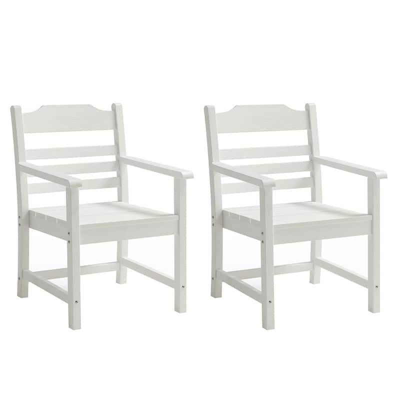 White Outdoor Dining Chairs Set of 2 Patio Chairs, Leisure Chair Reception Chair Side Chair Arm Chair Reading Chair - White
