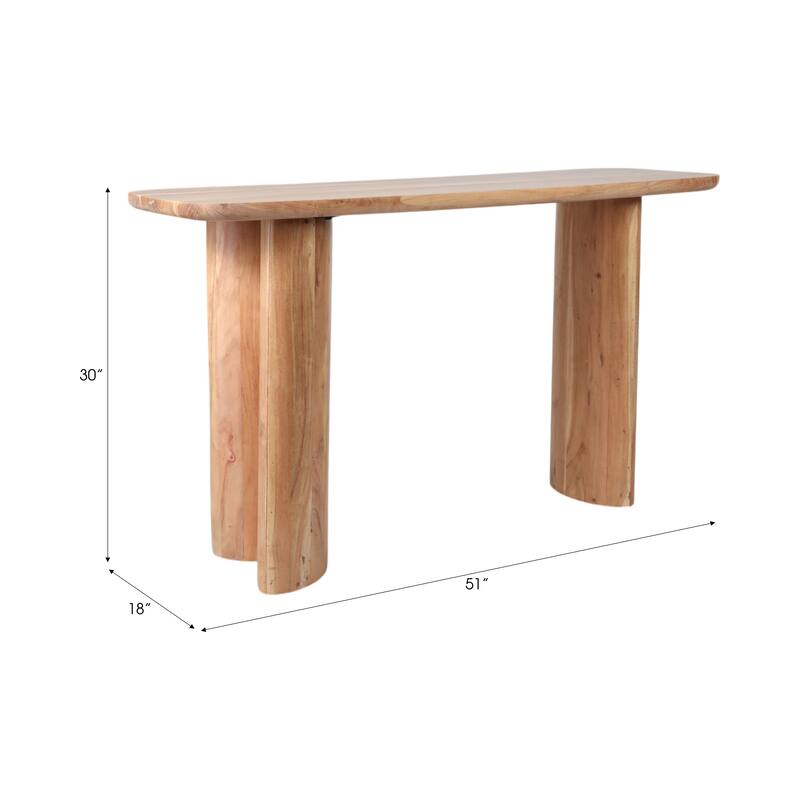 Acacia Wood Console Table Rounded Edge Design Casual Style - 30" Brown - 51" x 18" x 30"