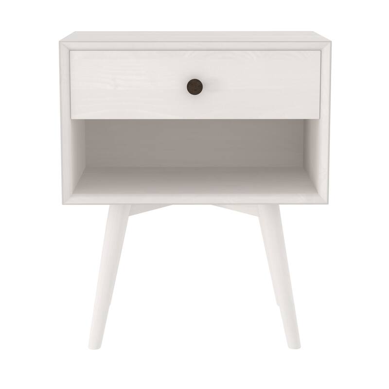 Middlebrook Mid-Century Solid Wood 1-Drawer, 1 Shelf Nightstand