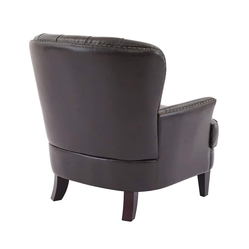 Tafton Oversized Brown Leather Tufted Club Chair by Christopher Knight Home