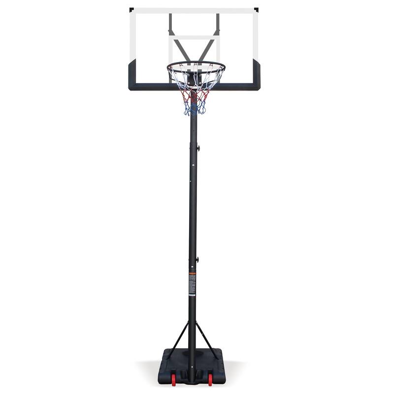 Outdoor Height Adjustable Basketball Hoop 5.7-10ft 44 Inch Backboard Portable System with Stable Base Wheels - Black White