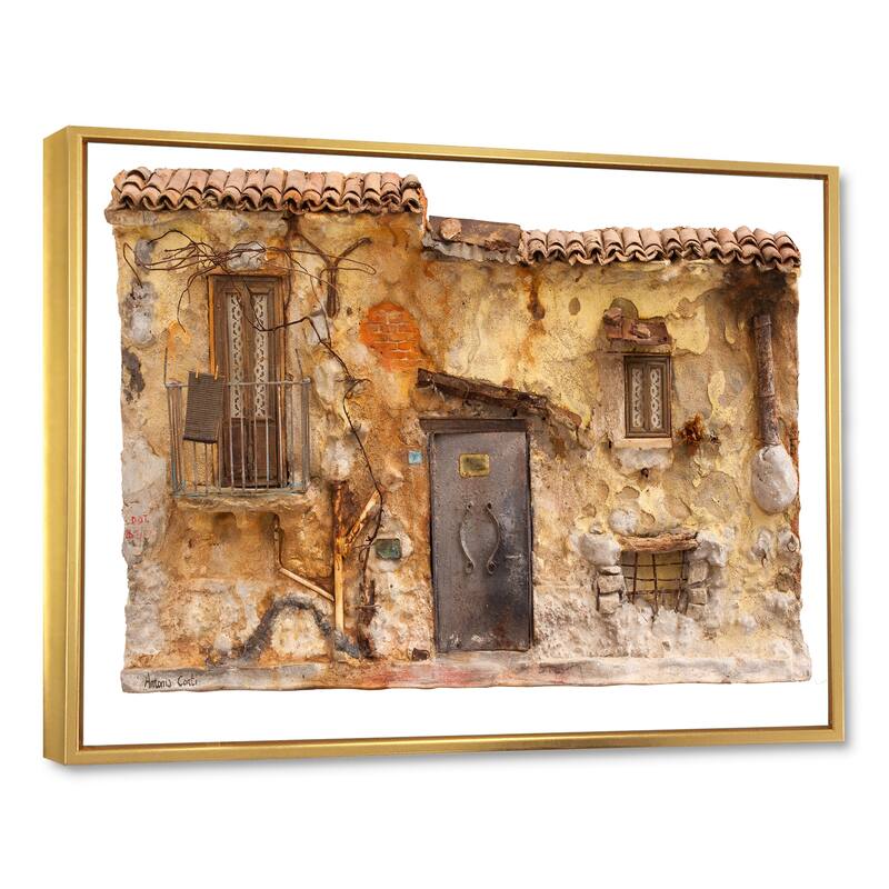 Designart "Sketch Of Old Europe Street III" Children's Art Framed Canvas Wall Art Print