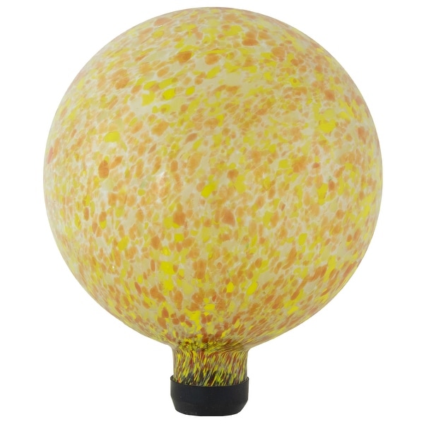 10" Orange and Yellow Speckled Glass Outdoor Garden Gazing Ball