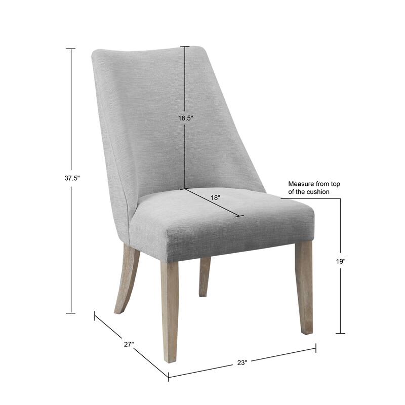 Roomfitters Set of 2 Upholstered Dining Chairs, High Back Armless Side Chairs with Solid Wood Legs for Kitchen, Light Gray