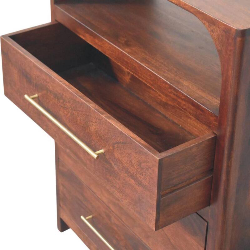 Artisan Furniture Solid Wood Arched Edge 3 Drawer Chest Brown
