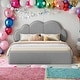 preview thumbnail 1 of 13, Grey Upholstered Queen Size Platform Bed with Cloud-shaped Headboard for Kids,Adults Grey