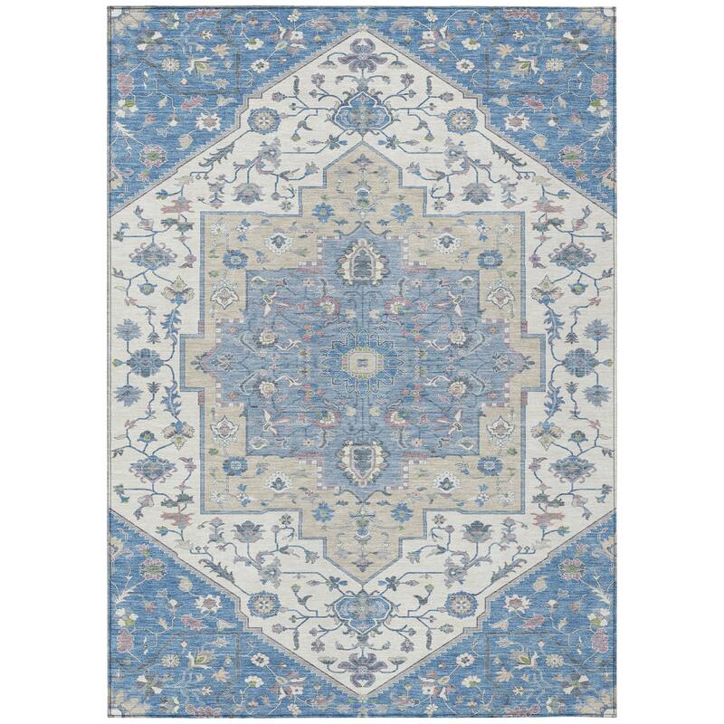 Machine Washable Indoor/ Outdoor Traditional Kolkata Chantille Rug