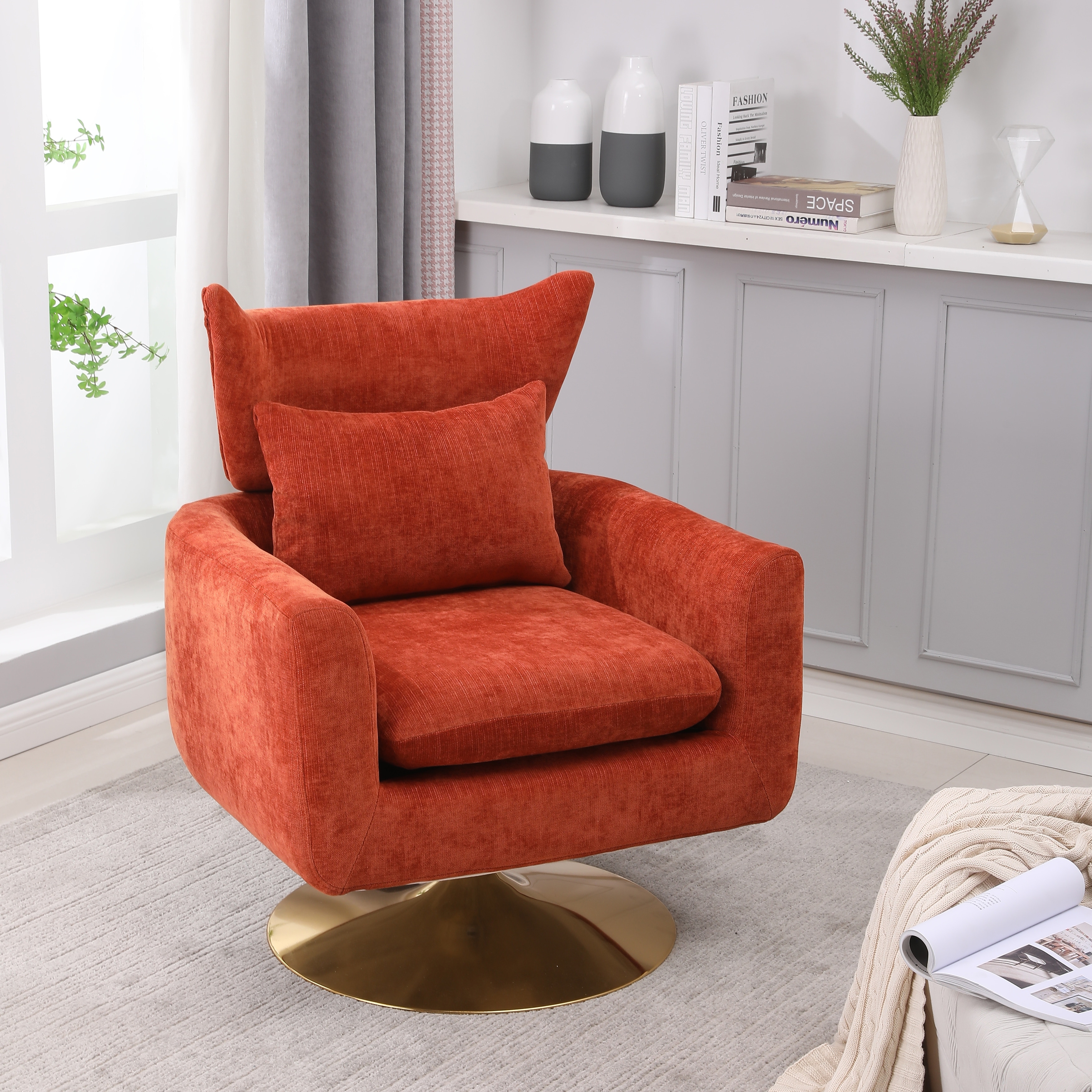 Orange swivel barrel 2025 chair