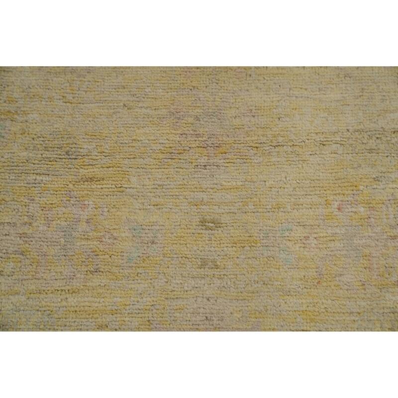 Hand Knotted Oriental 100% Wool Carpet Traditional Geometric Yellow & Gold Ziegler Area Rug - 5' 11'' X 2' 7''