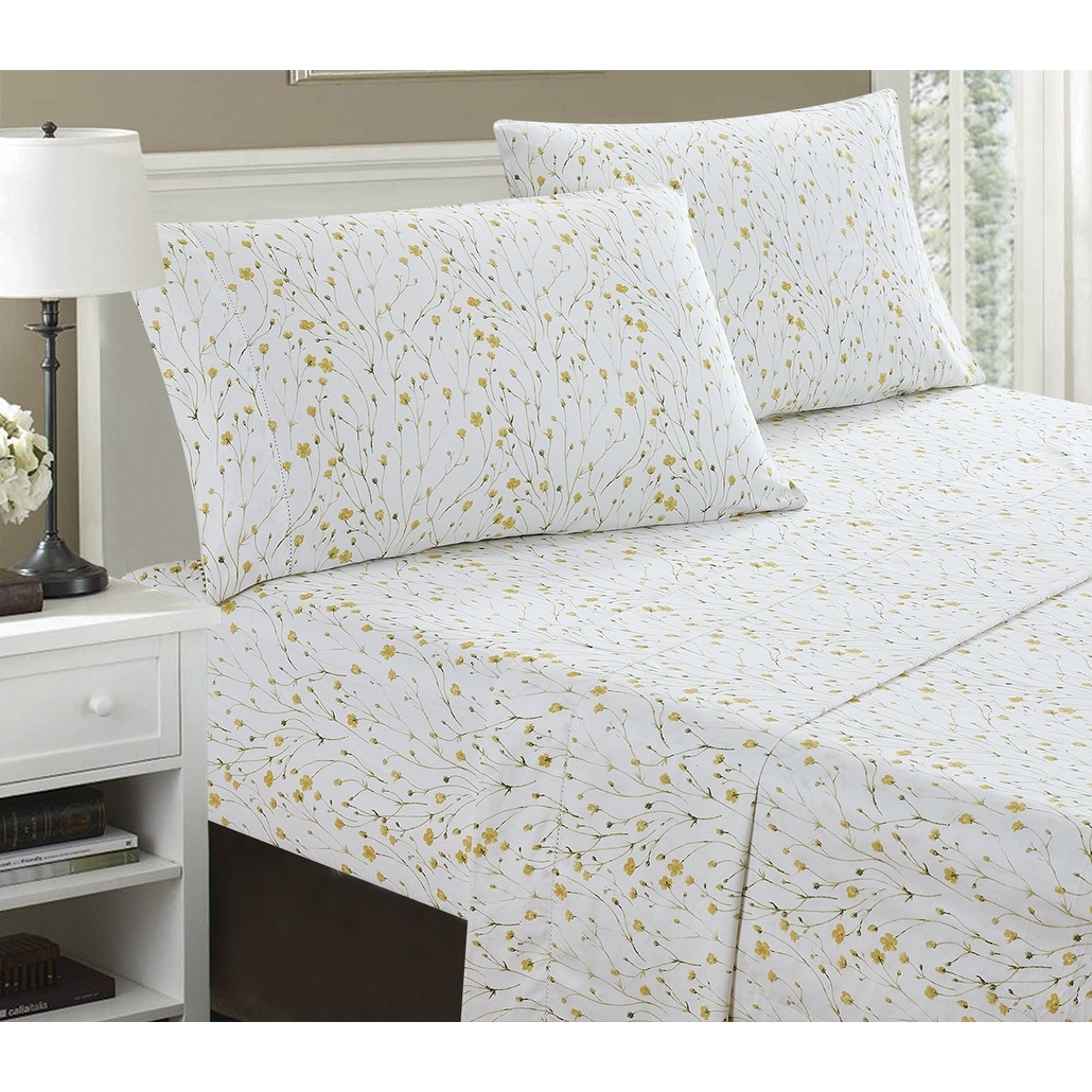 Printed Floral Design Cotton Collection Sheet Set and Pillowcases - Picture 7 of 130