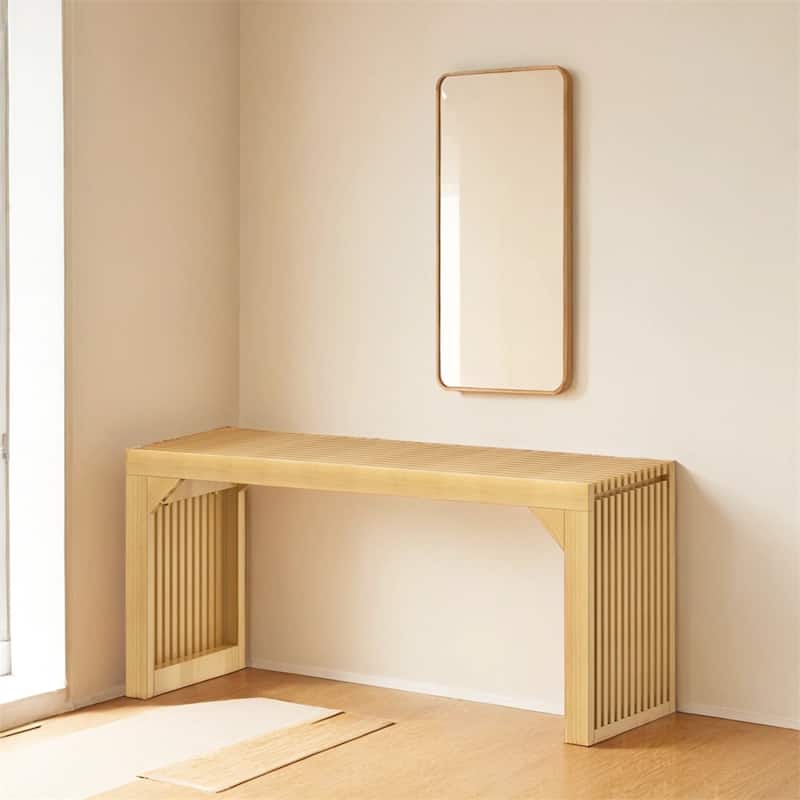 35" Solid Wood Bench Nature for Entryway,Living Room,Kitchen
