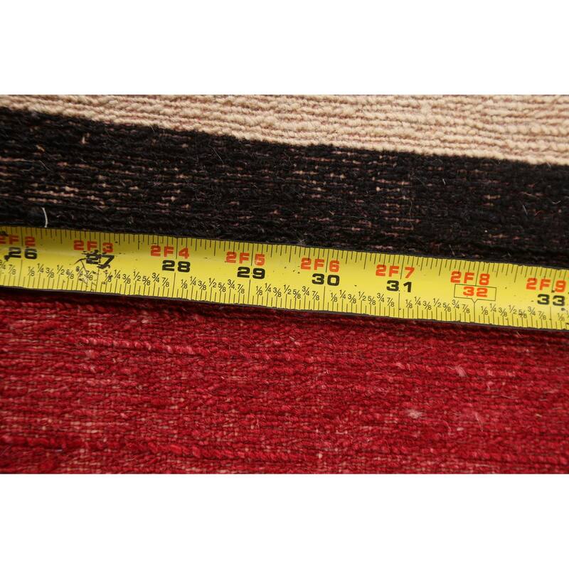 Contemporary Wool Striped Gabbeh Kashkoli Area Rug Hand-knotted Carpet - 2'1" x 3'0"