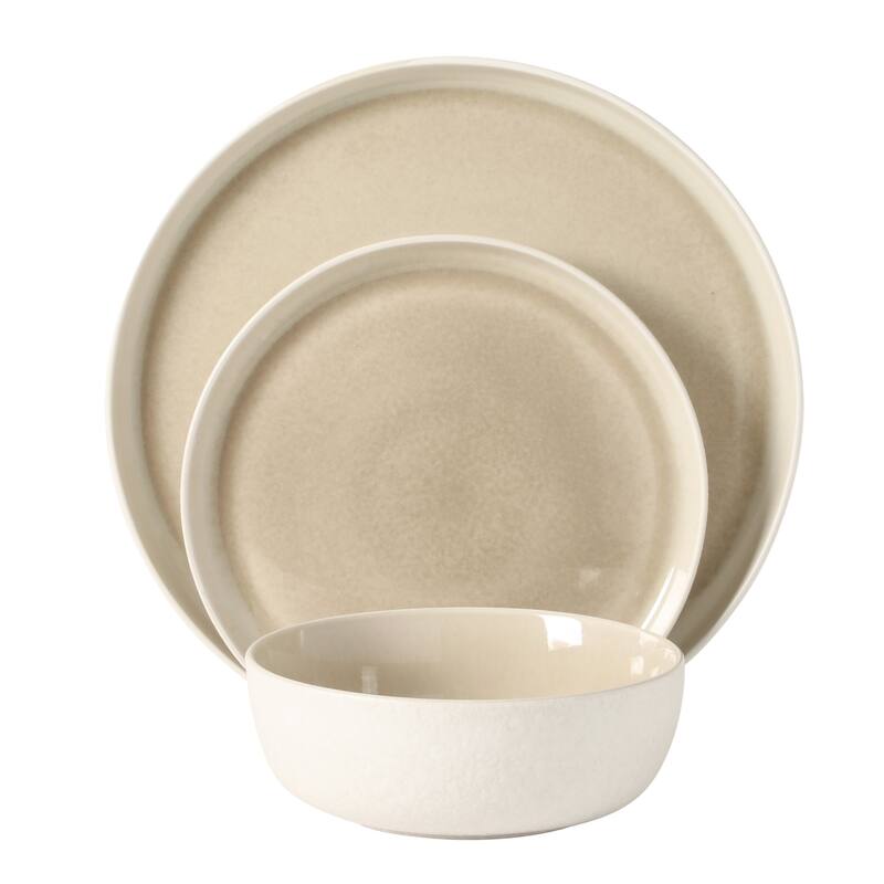Gibson Elite Tahoe Sunset 12 Piece Stoneware Reactive Glaze (Service for 4) Ceramic Plates and Bowls Dinnerware Set