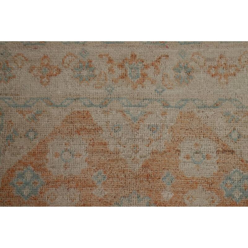 Hand Knotted Oriental 100% Wool Carpet Transitional Geometric Oranges & Rust Oushak Area Rug - 3' 11'' X 2' 11''