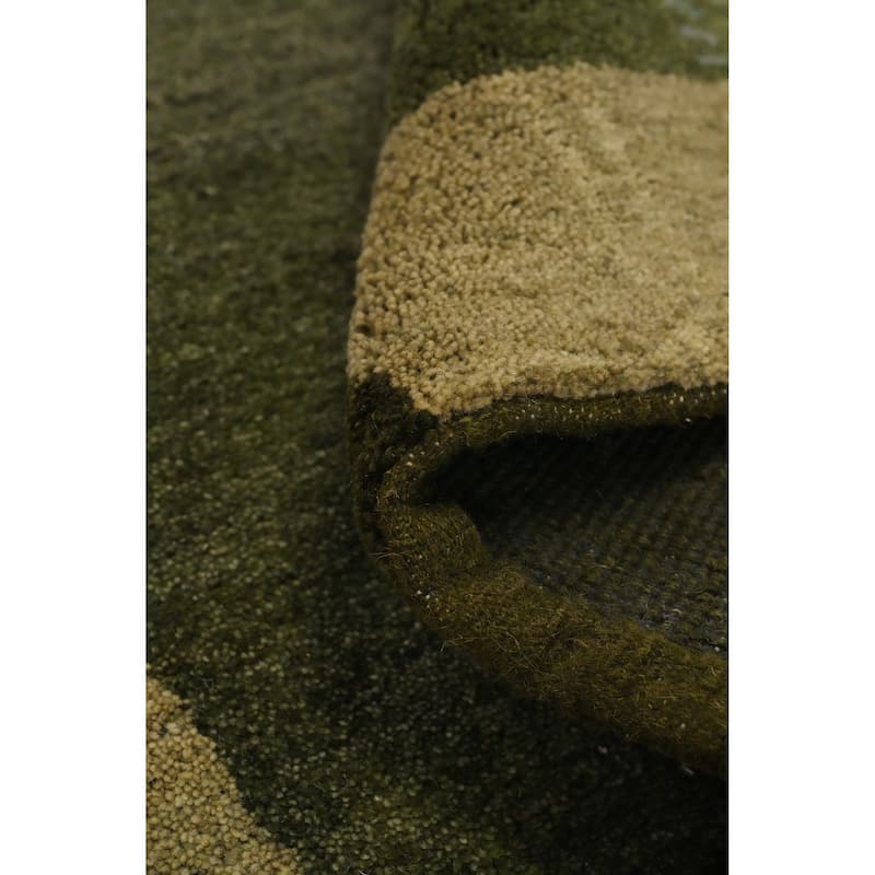 Hand Knotted Oriental 100% Wool Carpet Modern Solid Green Gabbeh Runner Rug - 9' 10'' X 2' 10''