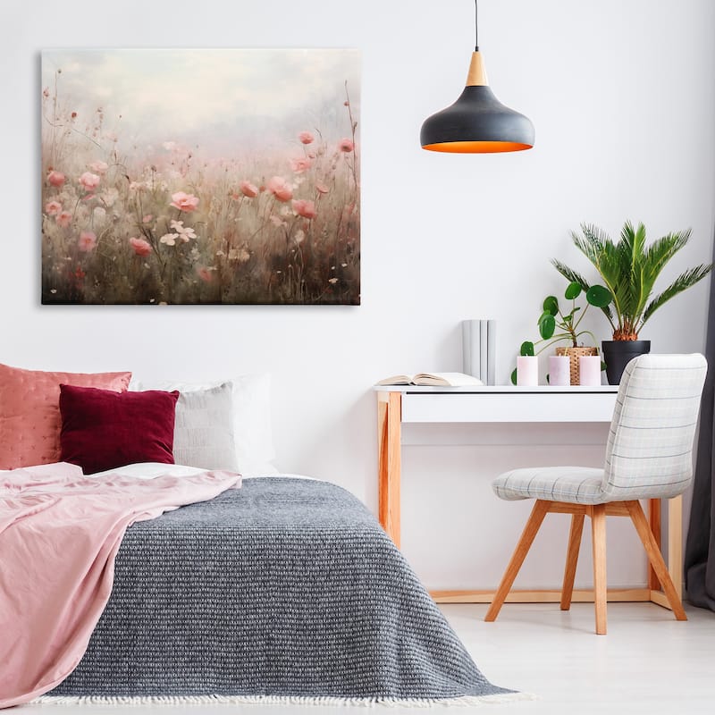 Stupell Pastel Pink Meadow Flowers Canvas Wall Art Design By Arlington Prints