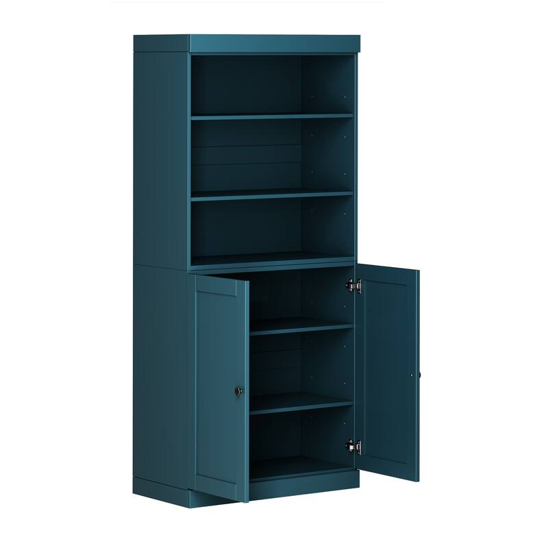 Palace Imports 100% Solid Wood 6-Shelf Bookcase with Shaker Doors and Adjustable Shelves