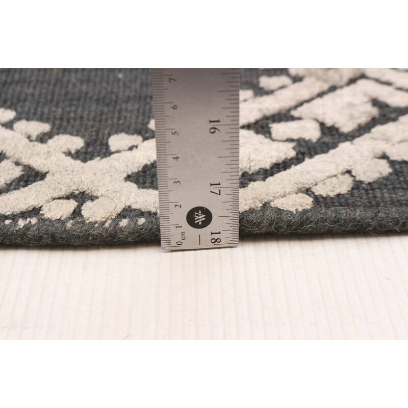 ECARPETGALLERY Hand Loomed Elysian Dark Grey Viscose, Wool Rug - 4'10 x 6'11