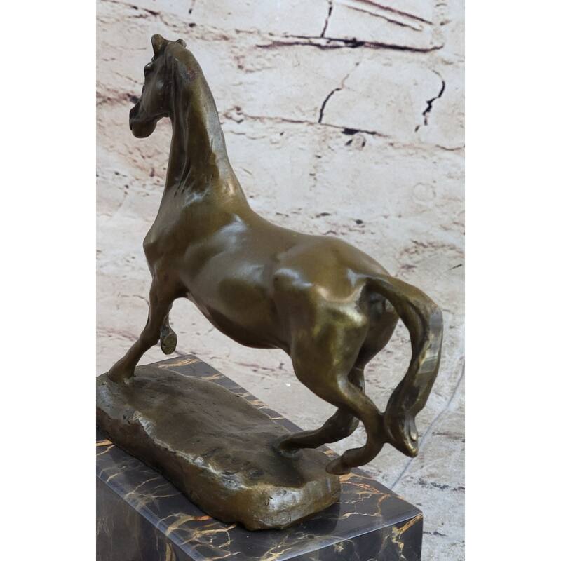 Hot Cast Bronze Galloping Imitative Horse Miniature Bronze Sculpture Statue Figure On Marble Base