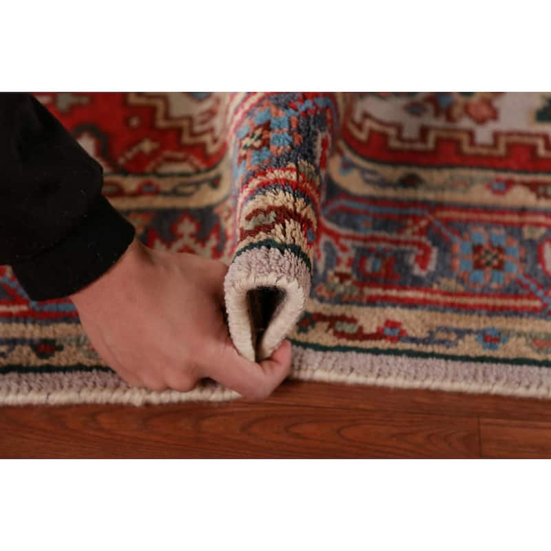 Geometric Heriz Serapi Indian Foyer Rug Hand-Knotted Wool Carpet - 3'0"x 4'11"