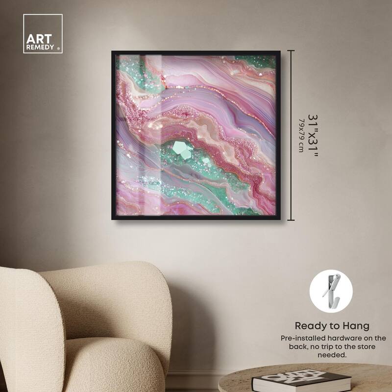 Pink and Mint Crystal II Shadowbox by Art Remedy