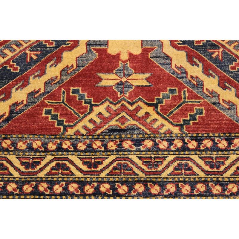 Southwestern Super Kazak Ryker Red/Beige Hand Knotted Wool Rug - 3'8'' x 5'5''