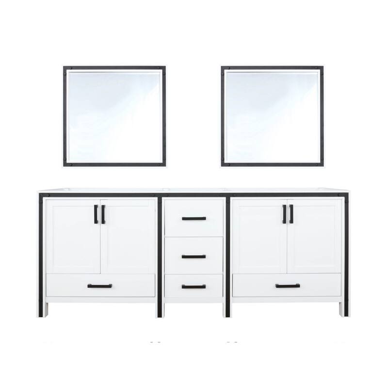 Ziva Bath Vanity No Top and Mirror - 80 inch - White