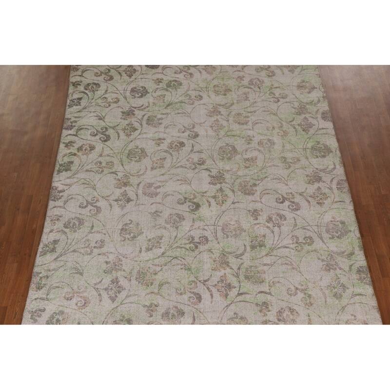 Floral Modern Oriental Area Rug Hand-Knotted Wool Carpet - 7'11"x 11'5"