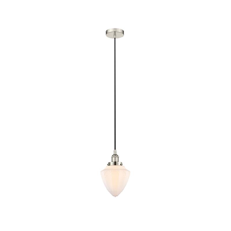Innovations Lighting Bullet - 1 Light 7" Cord Hung Mini Pendant - Polished Nickel/Matte White