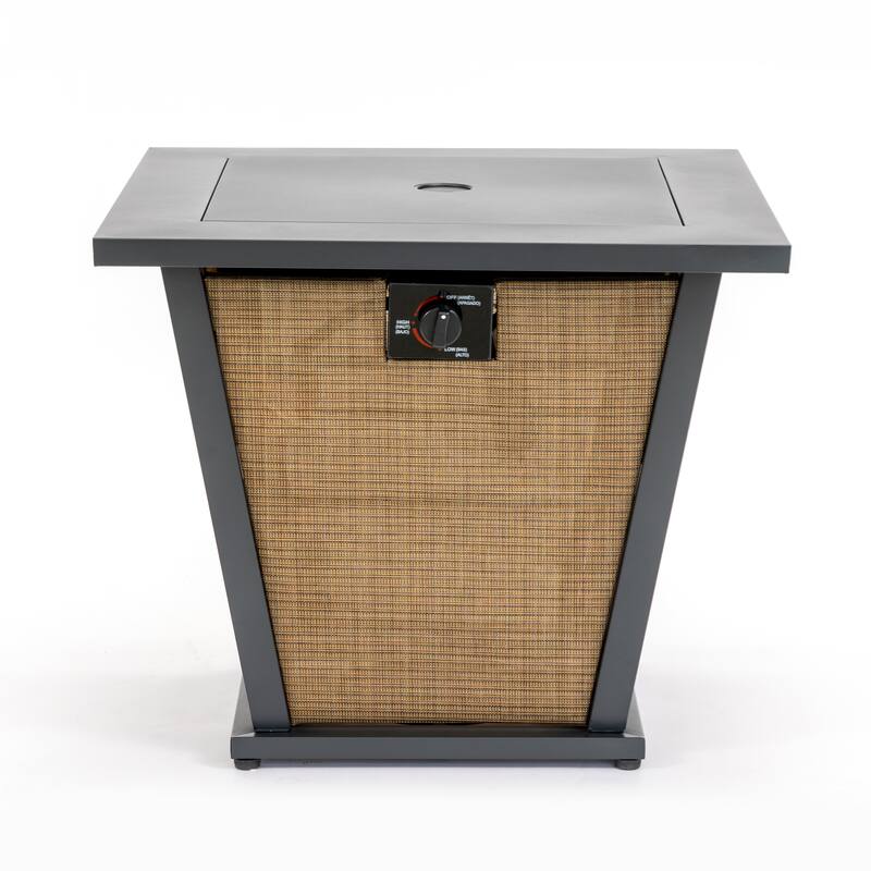 GDFStudio - Modern Outdoor 28" Propane Gas Fire Pit Table with Hidden Tank Storage & Removable Steel Lid, Cover Included