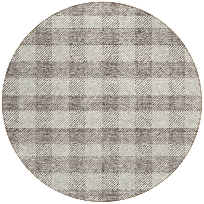 HomeRoots Plaid Transitional Rectangle Outdoor Rug