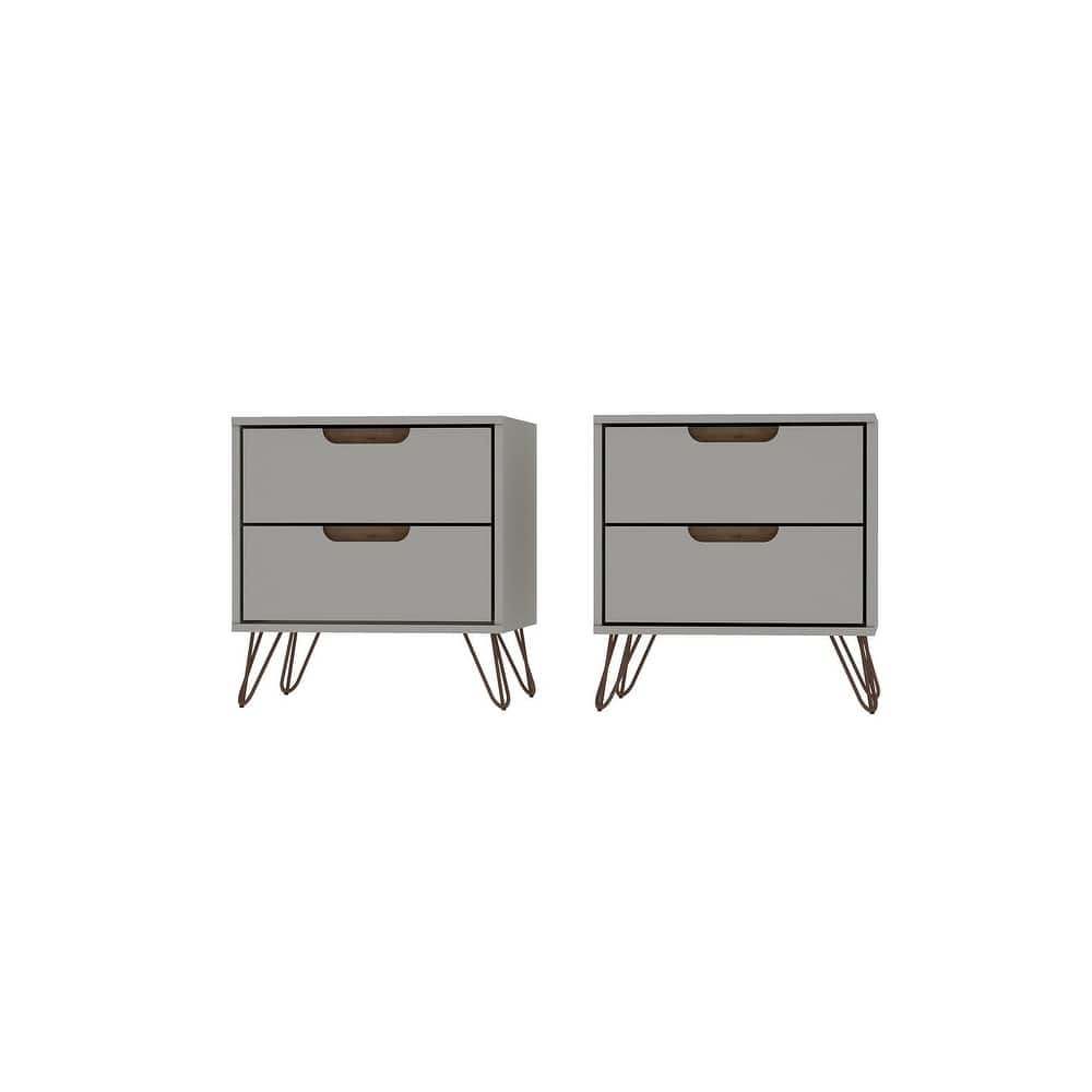 Manhattan Comfort Rockefeller 2-Drawer Nightstand (Set of 2)