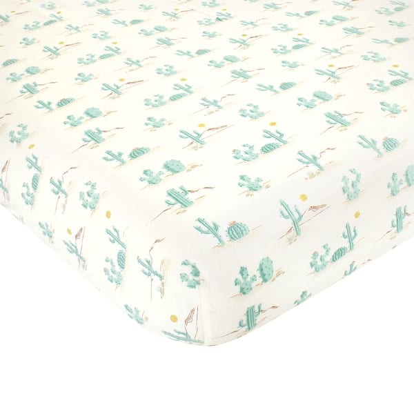 slide 1 of 1, Hudson Baby Cotton Fitted Crib Sheet, Desert Cactus, One Size - Desert Cactus - One Size One Size - Desert Cactus
