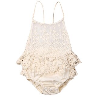 Shop Newborn Infant Baby Girl Clothes Lace Halter Off White Size
