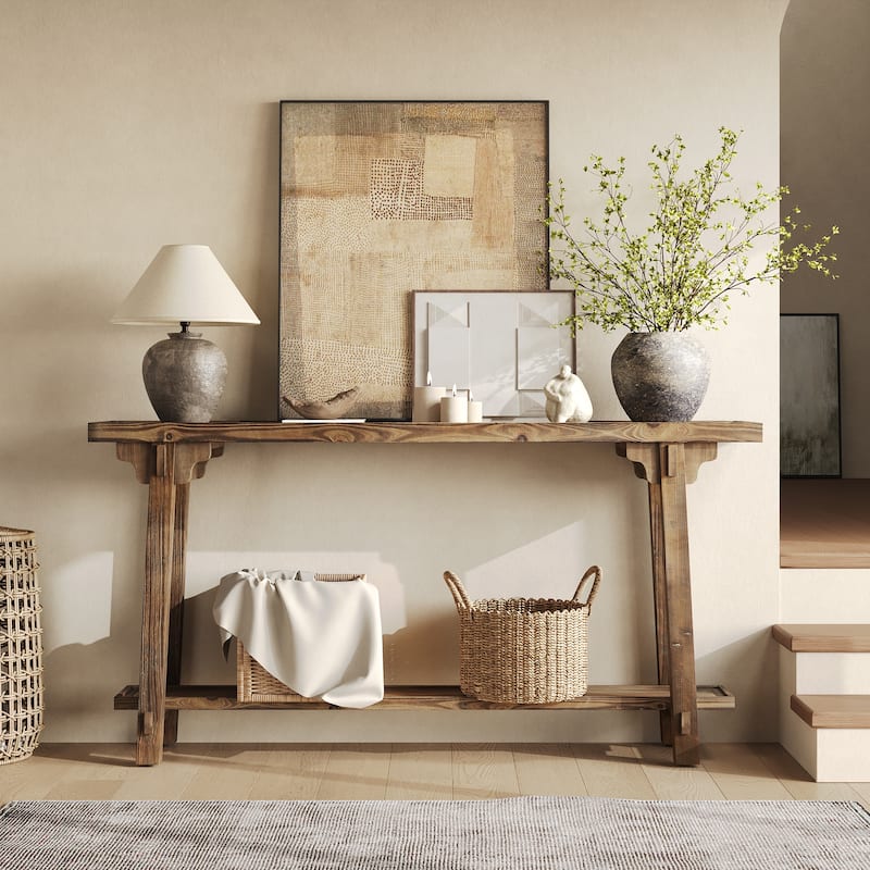 Solid Wood Console Table for Entryway