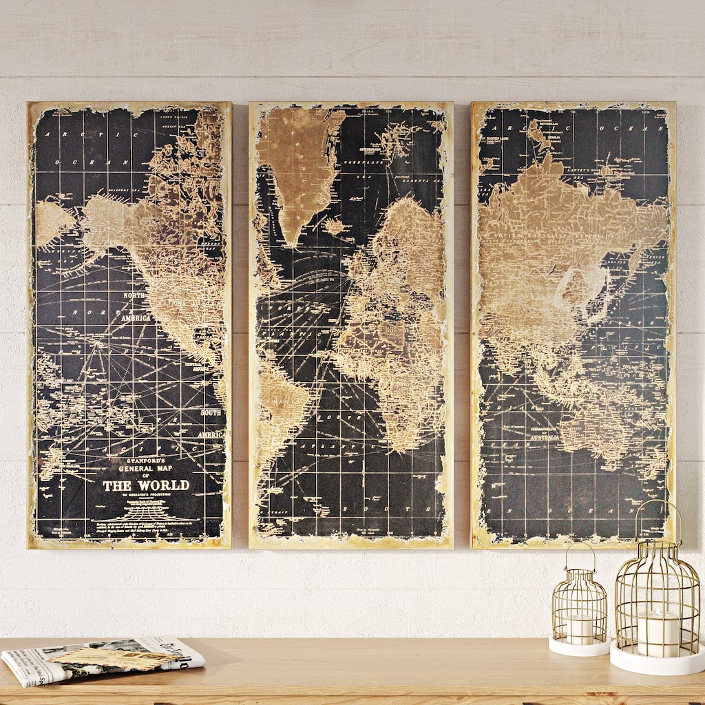 Stanford World Map Wall Decor (Pack of 3)