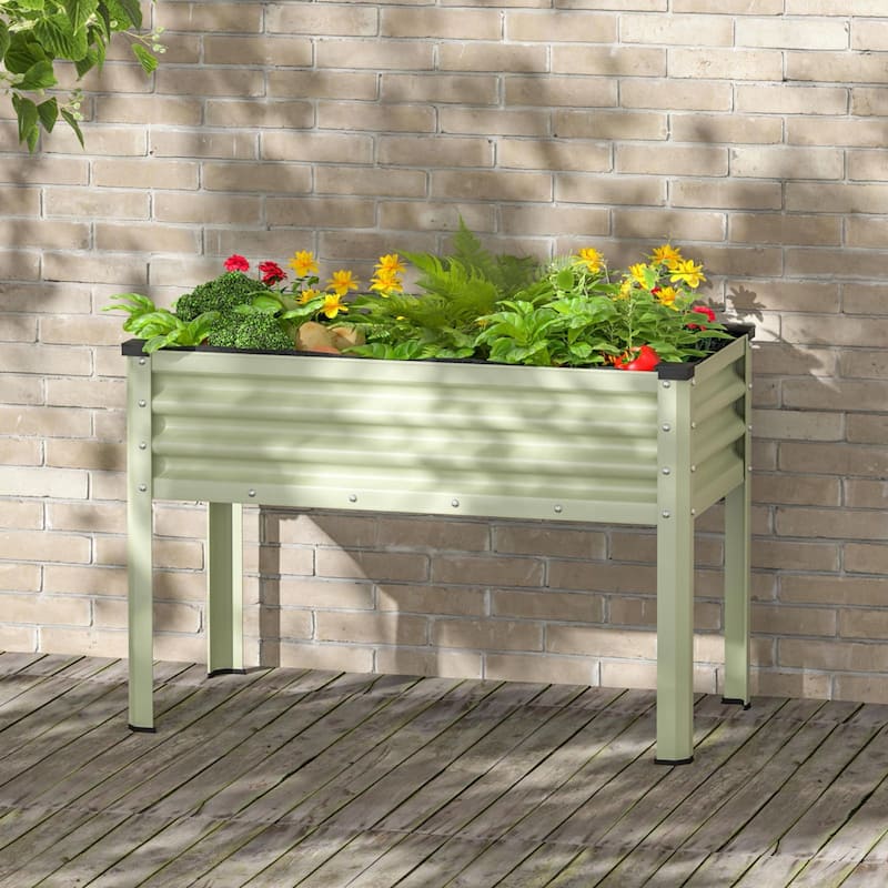 VEIKOUS 7.5 Cu.ft Galvanized Steel Raised Garden Bed, Large Outdoor Planter Box with Drainage Holes