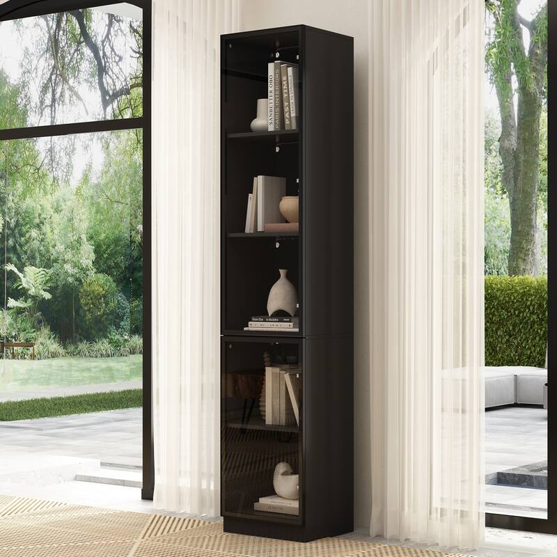 Tall Modular Display Storage Cabinet Bookcase w/Light Home Office