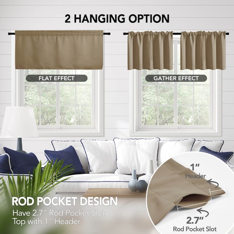 Deconovo Cafe Curtains Rod Pocket Window Short Drapes Tier Pair