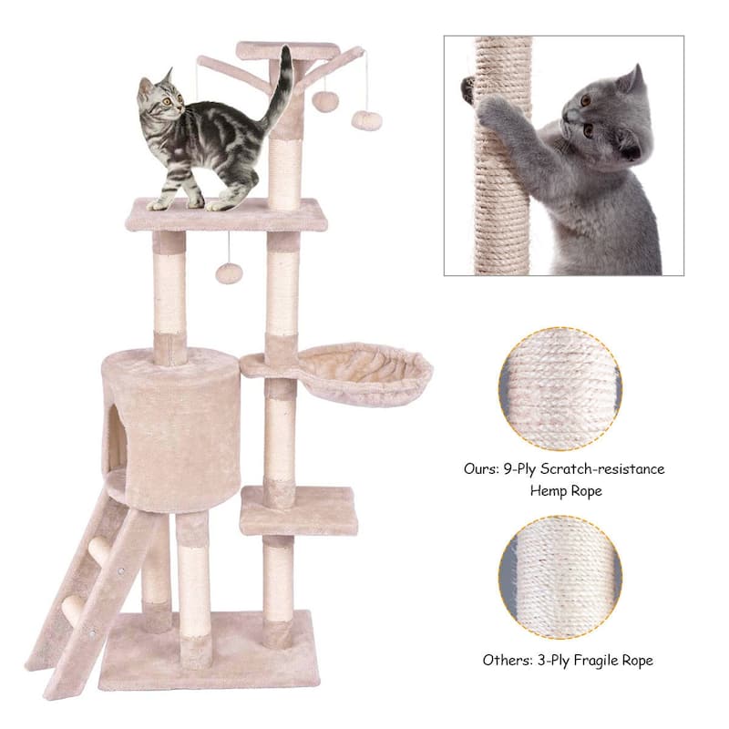 Gymax 56'' Cat Tree Kitten Pet Play House Furniture Condo Scratching