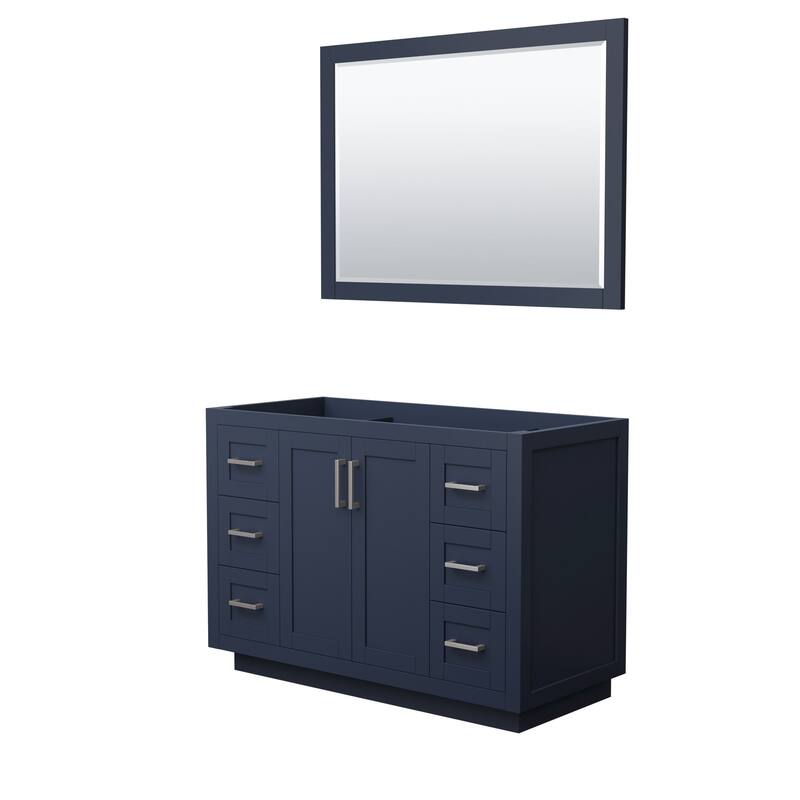 Wyndham Collection Miranda 48" Single Free Standing Vanity Cabinet - - Dark Blue / Brushed Nickel Hardware