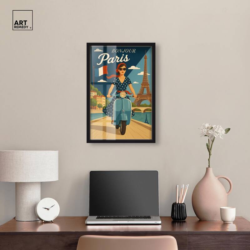 Scooter French Travel Shadowbox by Art Remedy