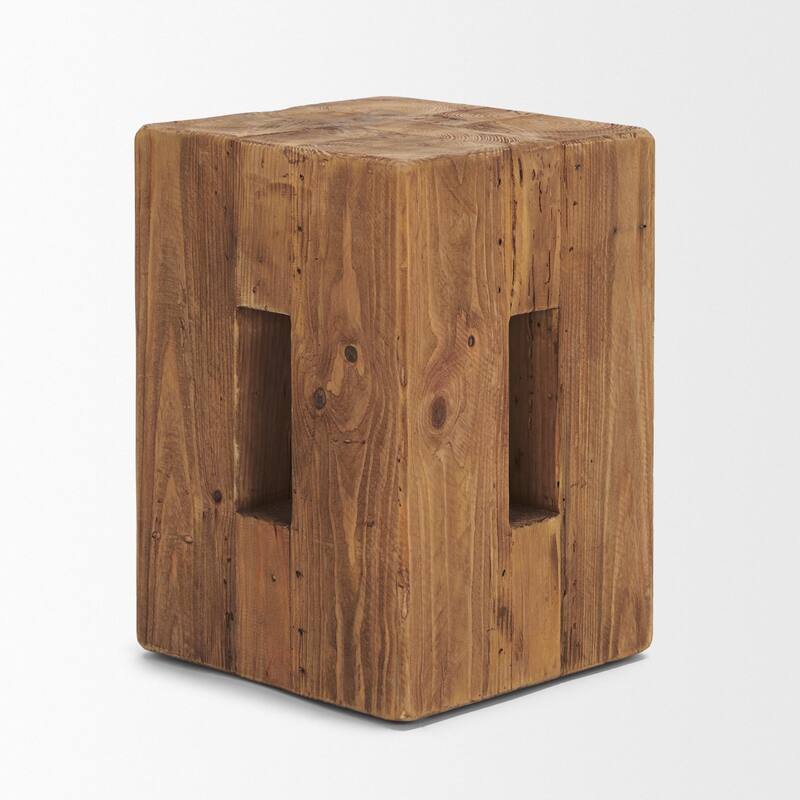 Waylen Natural Wood Block Accent Stool