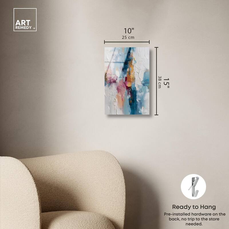 Petal Pink and Ocean Blue II Acrylic by Art Remedy, Ready to Hang
