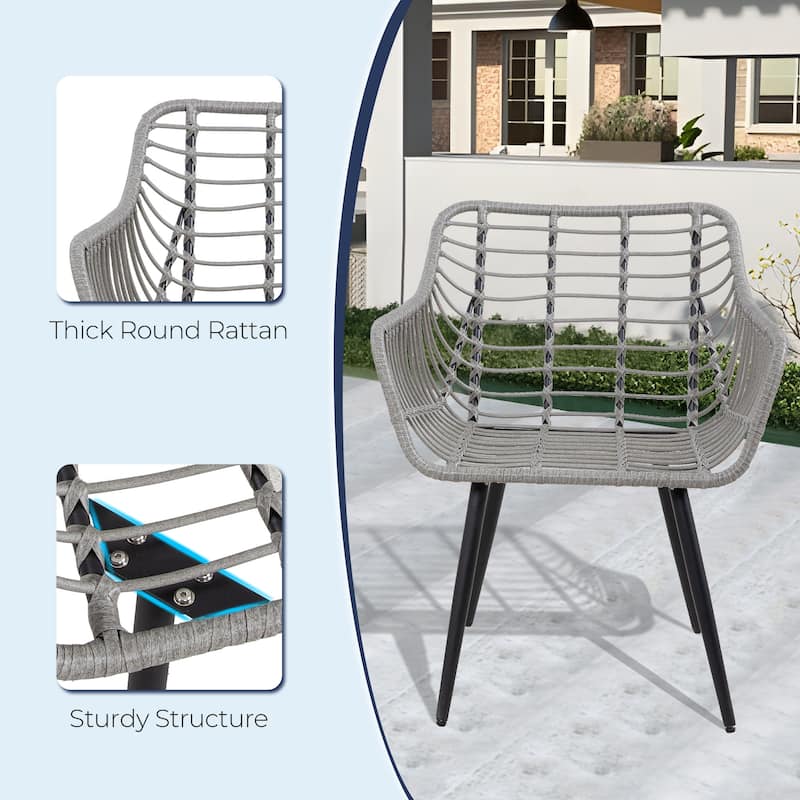 5-PC Wicker Outdoor Sofa Set, 2 Chairs, 2 Ottomans, 1 Table