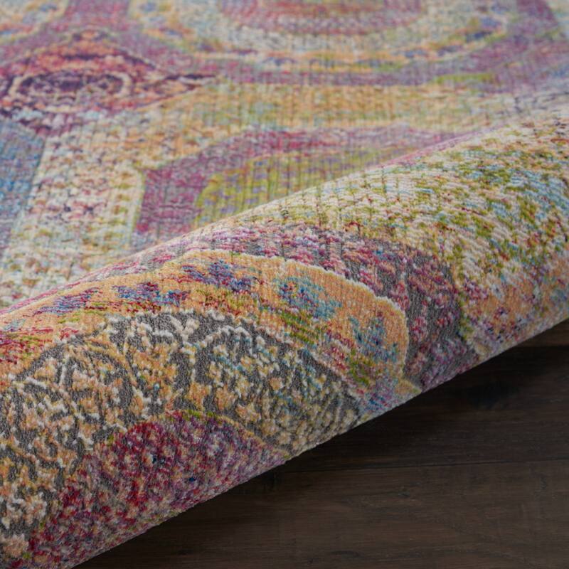Feme Power Loomed Distressed Geometric Modern Non Skid Area Rug By HomeRoots - 90' X '63' X '0.5