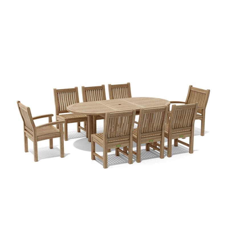 Oval Dining Set 78 Inch - 9 Piece Dining Table with Chairs - Old World Style